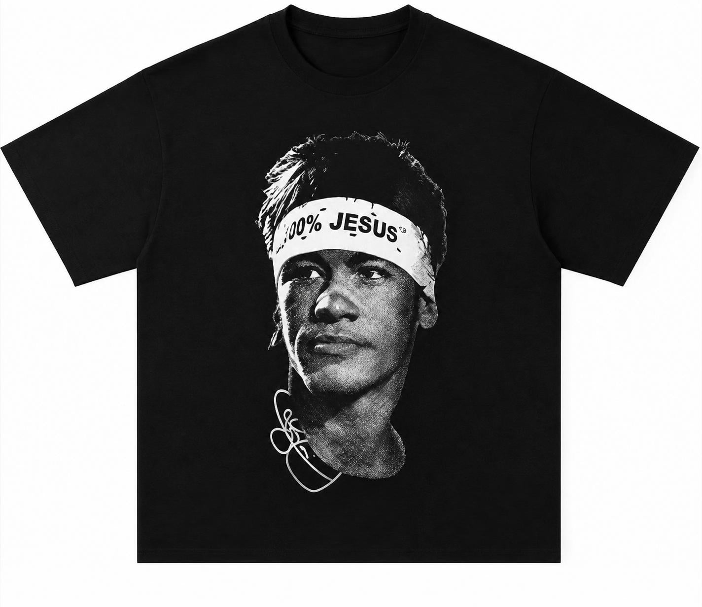 Neymar Jr signature T-shirt "100% Jesus" Black